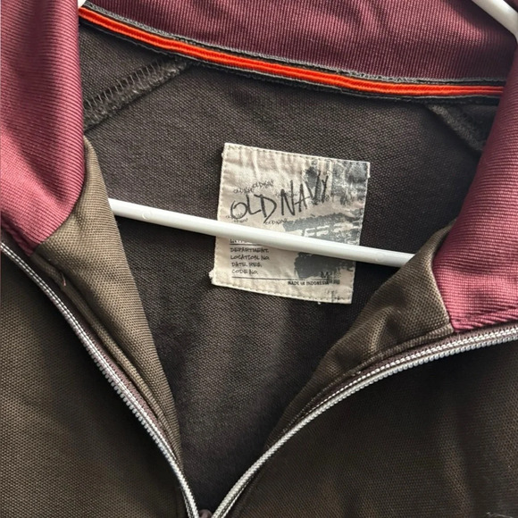 Men’s Old Navy Brown Zip-Up Jacket with Burgundy Lining – Size M - Picture 6 of 6